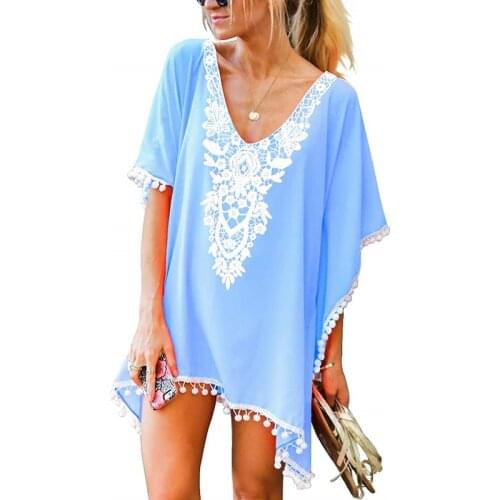 Women’s Crochet Chiffon Tassel Swimsuit Beach Bikini Cover Ups for Swimwear
