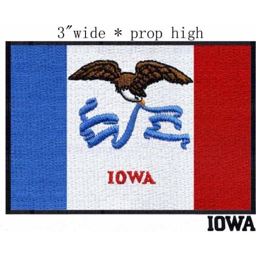 Iowa Flag 3.0" wide embroidery patch for fabric applique/for fashion/the flying eagle