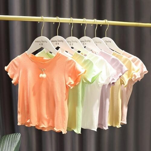 New Baby Girls T-shirt Strawberry Simple Short Sleeve Top Summer Silky Skin Friendly All Cotton T-shirt Toddler Girl Clothes