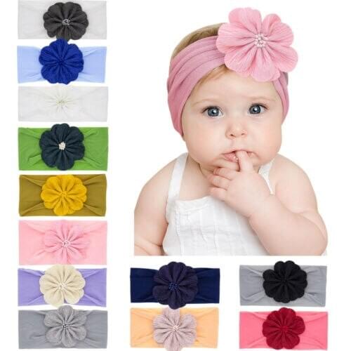 Focusnorm New Baby Toddler Girls Turban Flower Headband Hair Band Bow Accessories Headwear