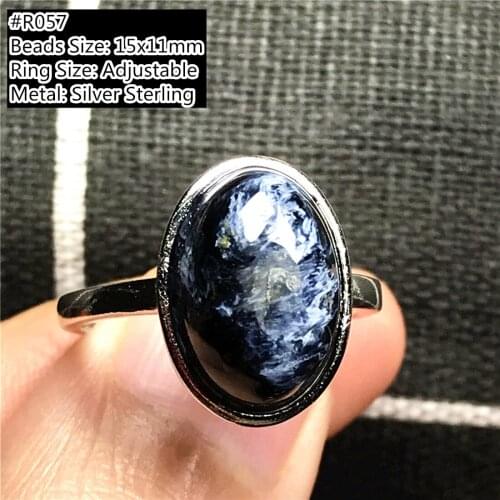 Top Natural Blue Pietersite Crystal Ring Jewelry For Woman Man Energy Silver 925 Stone Healing Oval Beads Adjustable Ring AAAAA