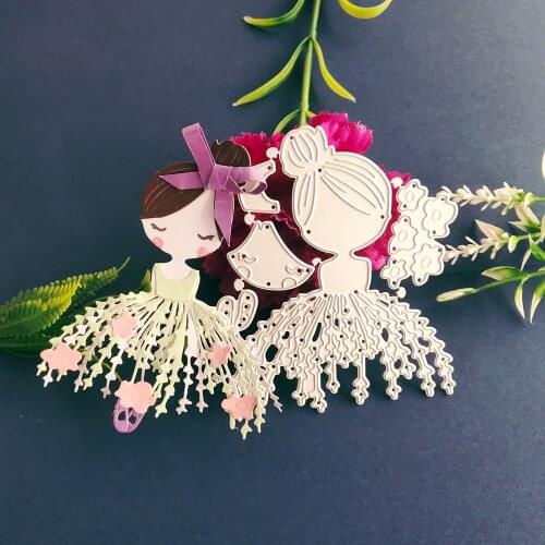 Beautiful skirt girl combination flower metal cutting mold scrapbook DIY photo album card template paper technology