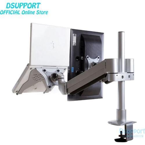 M201 Desktop 15-30 inch Monitor Holder + 10-15.6inch Laptop Support Dual Arm Aluminum Full Motion with 40cm Stand Pole