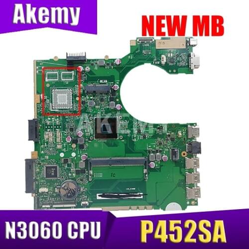 Akemy P452SA Motherboard P452SA N3060 CPU MainBoard REV 2.1 For ASUS P452S P452SA P452SJ DDR3 Laptop Motherboard 90NX0080-R00040