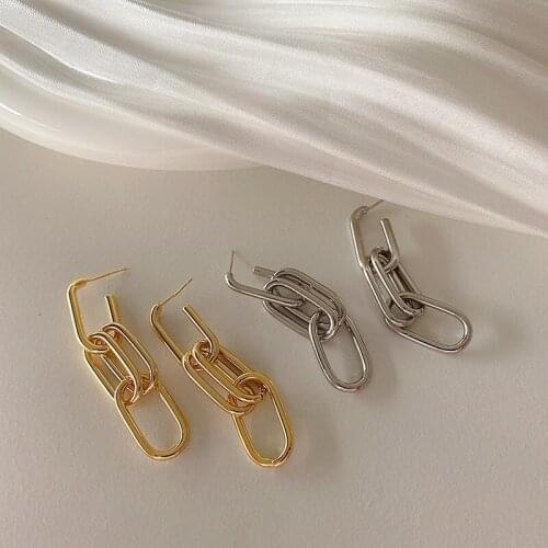 Multi-Way Wear Linked Chain Drop Earrings Gold Color Alloy Hollow Chunky Long Drop Dangle Earrings for Women Bijoux Femme 2020