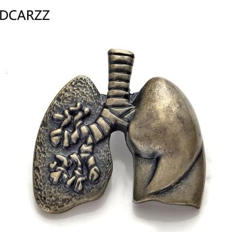 Fashion Lungs Shape Brooch Lapel Pin Antique Gold Gift for Doctor/Nurse Medical Christmas Jewelry Brooch Men Pins Metal