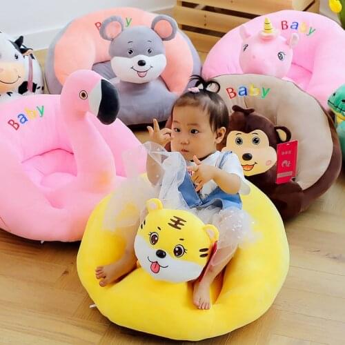 New Cute Cartoon Sofa Skin for Infant Baby Seat Sofa Cover Sit Learning Chair Washable Only Cover With Zipper Without PP Cotton