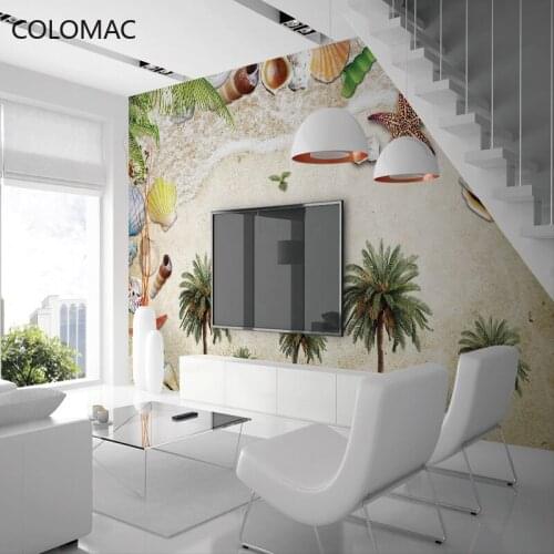 Colomac Custom Mediterranean Style Coconut Tree Wallpaper Beach Tropical 3d Mural Modern Home Decor Living Room Drop Shopping