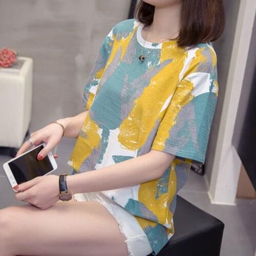 Extra-Large Loose Short-Sleeved T-Shirt WomenS Summer Trendy Cover Belly Top