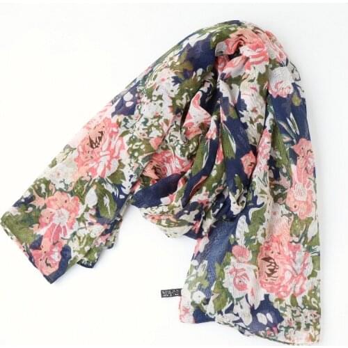 One piece women floral printed hijab scarf oversize viscose shawl head wraps soft long tribal muslim hijabs stole