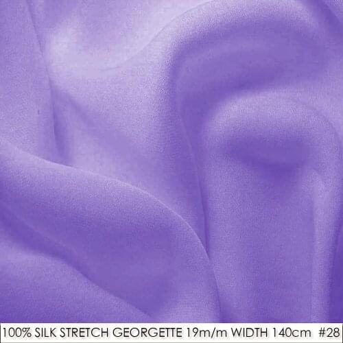 SILK STRETCH DOUBLE GEORGETTE 19mm Width55"-140cm Pure Silk Fabric for sewing Wedding Dress/Decoration in Classic Violet 28