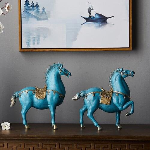 Fat Horse Sculpture Chinese Style Decoration Resin Animal Model Modern Home Decoration Living Room Office Desktop Lucky Decor