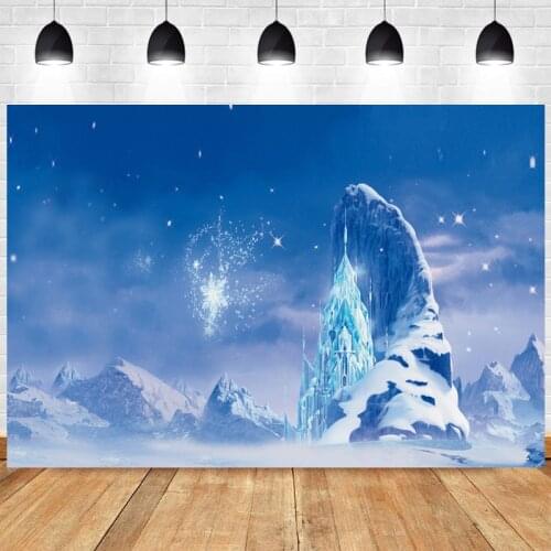 Snow Queen Photo Backdrop Winter Scene Forest Wonderland Moutain Happy Party Photography Background Banner Photocall Decoration