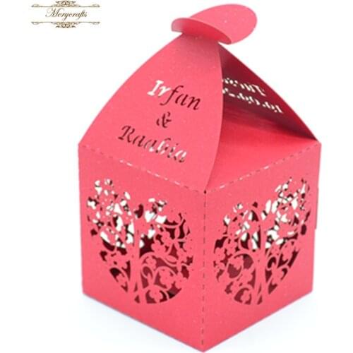 Wedding favor box laser cute red heart shaped baby shower