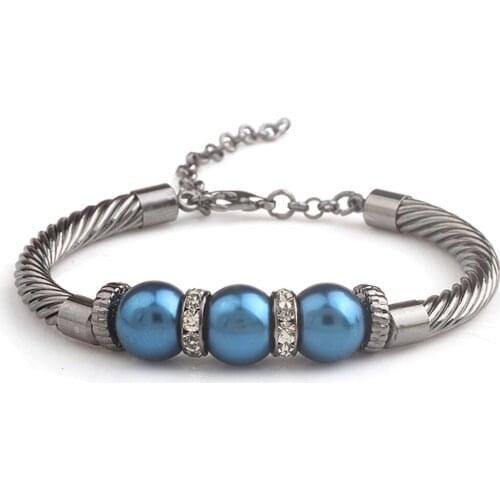 Three Color Good Quality Brand Fashion imitation Pearl charm Bracelets Bangles for women