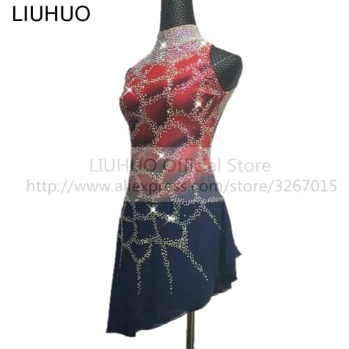 LIUHUO Womens Girls' Adult Kid Performance Ballet Rhythmic Gymnastics Competition Leotard Ice Figure Skating Dress Dance Red