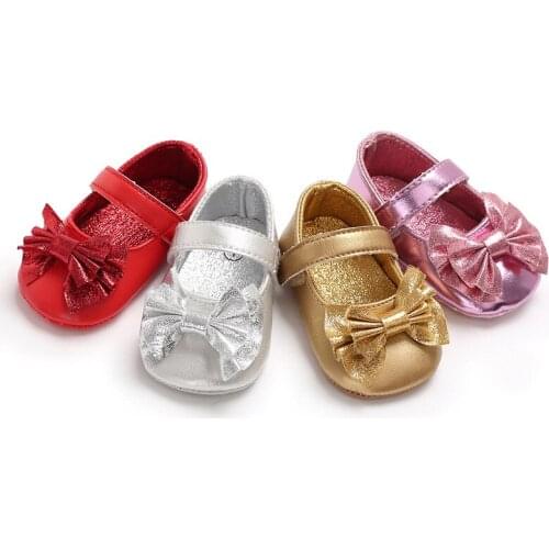 Toddler 0-1 Year Girl Baby Shoes Soft Sole PU Princess Birthday Party Wedding Neonatal Infant Walking Shoes