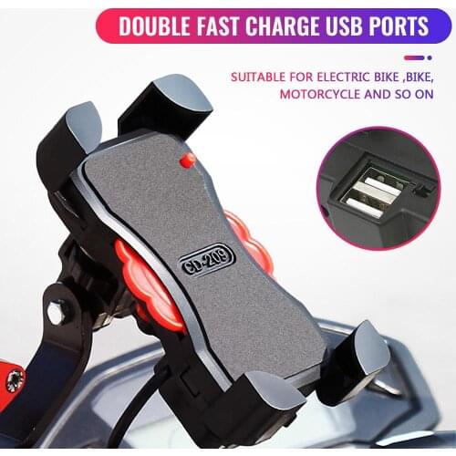 New Universal Dual USB Motorcycle Bicycle Charger Phone Socket Moto Motocross Bike Handlebar Holder Charger Power Adapter Outlet