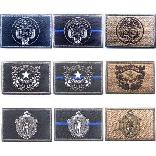 Embroidered Patches United States State Flag Patch Tactical 3D Patches Badge Massachusetts Nevada utah Flags Armband Cloth Badge