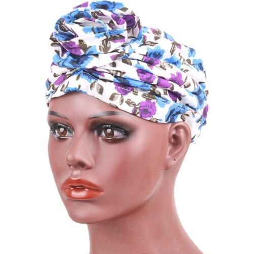 African Pattern Cotton Flower Turban Women Beanie Chemo Cap Turbantes Headwear