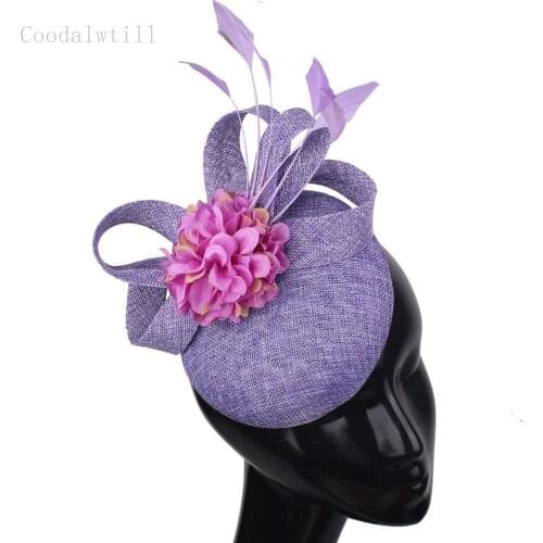 Flower wedding fashion fedora cap women formal dress fascinator hat cocktail race millinery cao hadband feathere vent headpiece