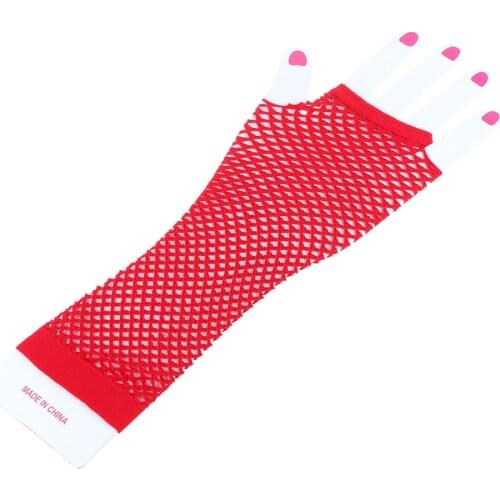 Women Gloves Hollow Out Holes Sexy Punk Goth Ladies Long Gloves Dance Costume Fingerless Mesh Fishnet Lace Gloves