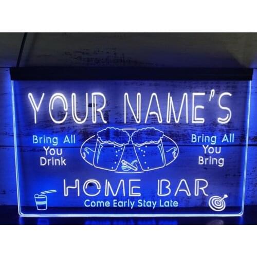 0S013 Name Personalized Home Bar Beer Family Dual Color LED Neon Sign