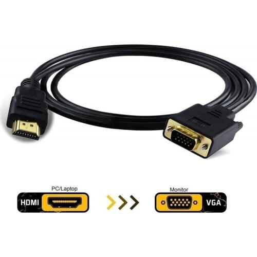 1.8M HDMI-compatible Cable HDMI-compatible To VGA 1080P HD with Audio Adapter Cable HDMI-compatible TO VGA Cable Dropshipping