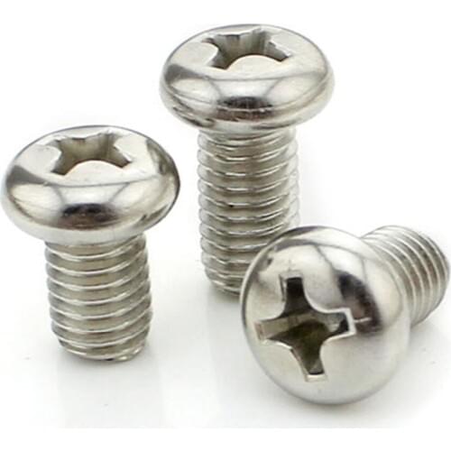 10PCS M6 Stainless Steel Cross Recessed Bolts Phillips Round Pan Head Screw M6*8/10/12/16/20/25/30/40/50mm