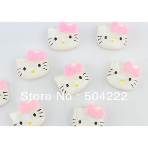 100pcs medium glitter 3D Kitty head Cabochons (25mm) Cell phone decor, hair accessory, embellishment, DIY project supply