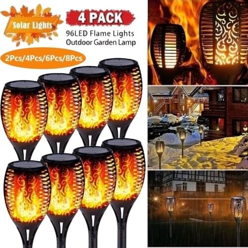 12LED 2/4Pcs/6Pcs/8Pcs Solar Torch Light Outdoor Flickering Flame Dancing Lights Waterproof Landscape Night Light Garden Lamps
