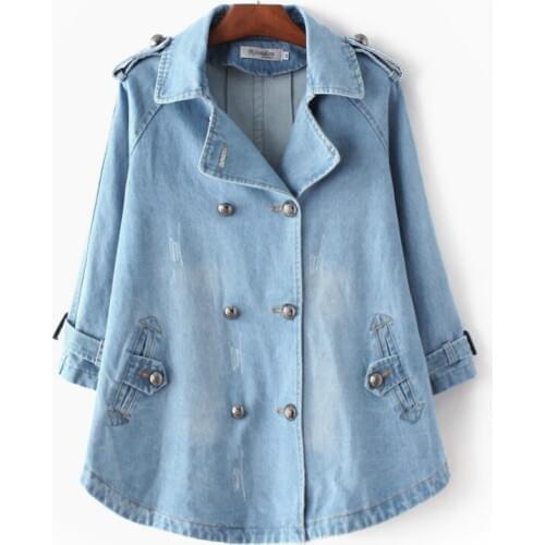 2020 new spring autumn denim jacket female short loose BF wild Korean cloak student Tops A word version large size