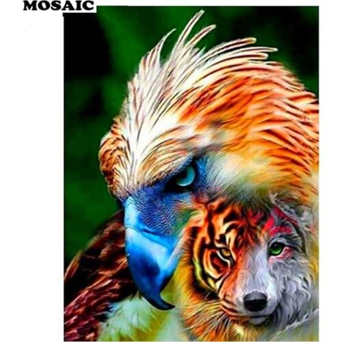 5D DIY Full Square diamond embroidery painting Eagle and wolf picture cross stitch diamond mosaic wall painting puzzle sticker