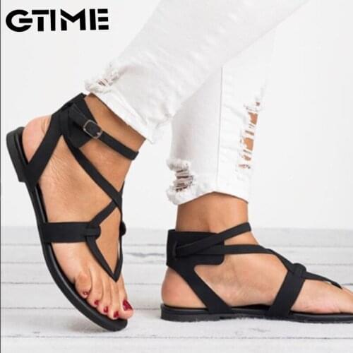 Basic Women Sandals New Women Summer Sandals Plus Size 43 Leather Flat Sandals Female Flip Flop Casual Beach Shoes Ladies