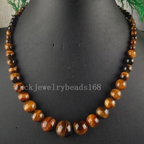 Free Shipping Fashion Jewelry 6~14mm Tiger Eye Ball Beads Necklace 18" FG5571
