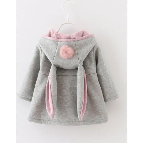 Girl Children Clothing Baby Tops Girl Coats Cute Rabbit Ear Hooded Girls Coat New Spring Top Autumn Winter Warm Kids Jacket Oute