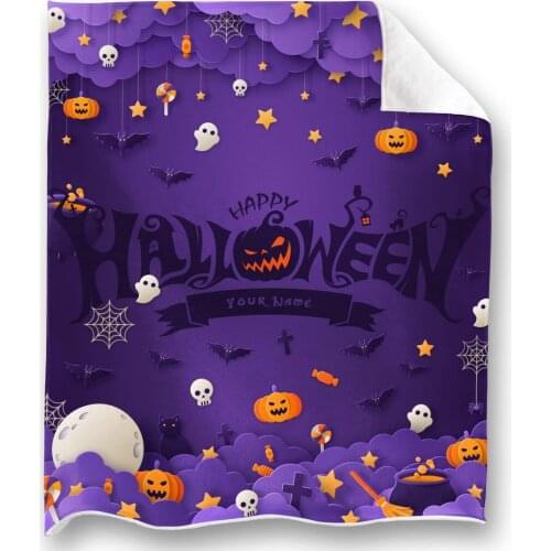 Exclusive Your Halloween Personalized Custom Blanket,Print Soft Flannel Blanket with Your Name or face Photo for Halloween decor