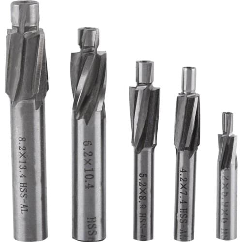 5PCS HSS CNC Countersunk End Mill M3 M4 M5 M6 M7 M8 Used for Wood Metal Slotting Open Countersunk Hole End Milling Cutter Bit