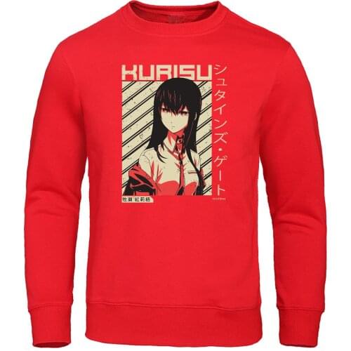 Makise Kurisu Print Hoodies Sweatshirt Men Casual Japanese Anime Pullover Steins Gate Sweatshirt Mens Autumn Harajuku Streetwear