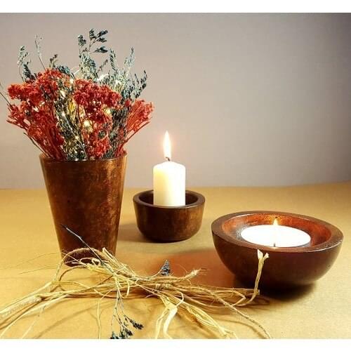 AYS Design Decorative Concrete Candle Holder Set 3'lü
