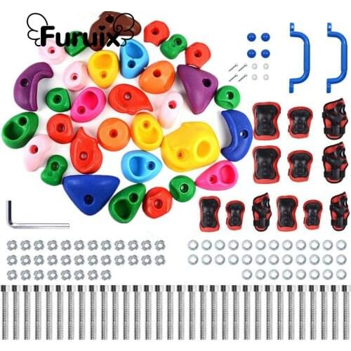 32 PCS Rock Climbing Holds Set with Mounting Screws and Hardware New DIY Indoor and Outdoor Playground Equipment for Children