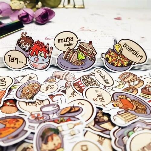 Stickers 40pcs cute food stickers package hand books cartoon diary creative diy tiny translucent DIY craft photo albums