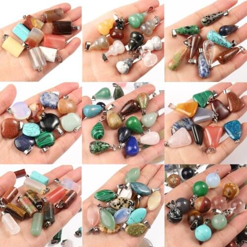 Natural Malachite Turquoises Cylinder Drop Shape Stone Charms for Jewelry Making DIY Pendants Necklace Accessories 10pcs/lot