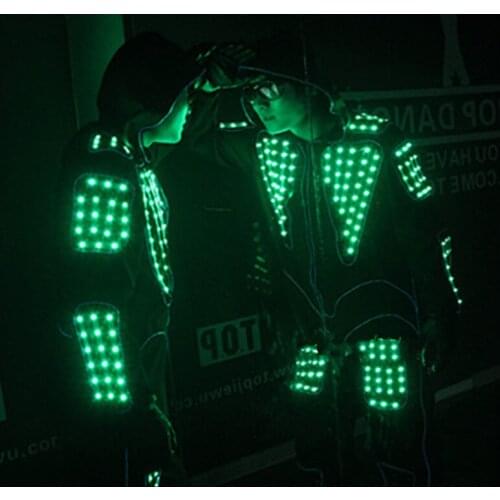 Full Color Led Luminous Men Costume Can Change 7 Colors Performance Wear Clothes Illuminate Led Light Emitting Clothing