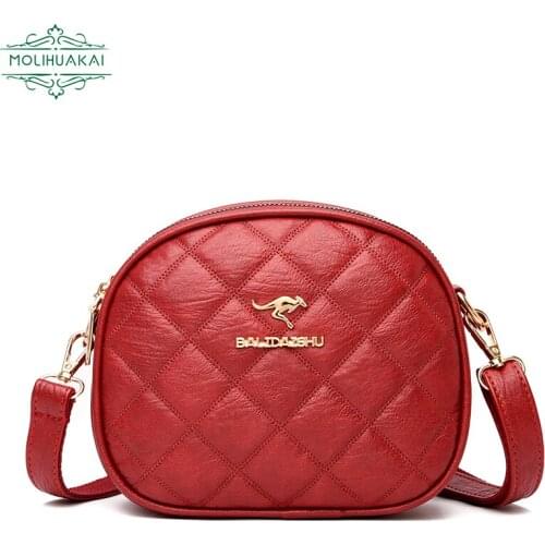 Simple Rhombus Graphic Designer Bag Ladies Fashion Multi-layer Zipper Bag Luxury Casual Shoulder Bag High Quality PU Leather Bag