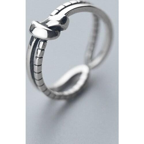 Retro Vintage 925 Sterling Silver Knot Rings Open Rings Handmade Lady Prevent Allergy
