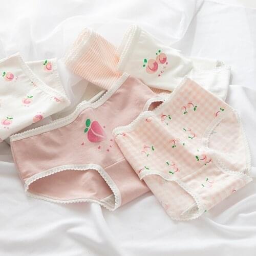 Women Cotton Panties Cute Fruits Underwear Lace Panties for Female Girl Underpants Briefs Female Underpants Lingerie NK32