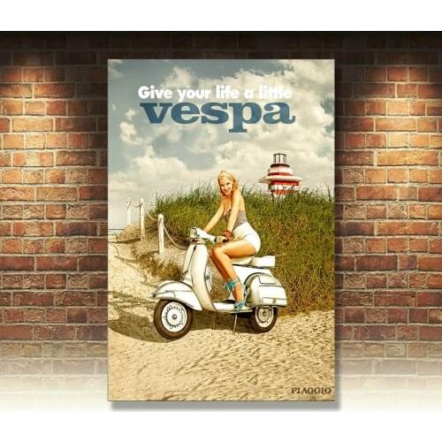 Vespa Piaggio Vintage Retro Vintage Advert Metal Wall Sign Plaque Poster Print