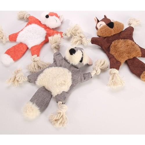 1 PC Fox Squirrel Bear Duck Pig Squeak Toy Dog Puppy Plush Sounding Pet Dog Chew Toys for Dogs Teeth and Intelligence Training