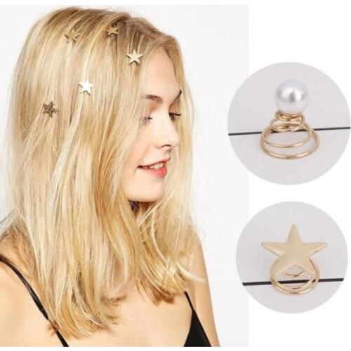 1PC Hair Clip Headdress Hair Accessory Creative Star Pearl Spring Hairpin Barrette Bridal Wedding Headdress Jewelry Decoration